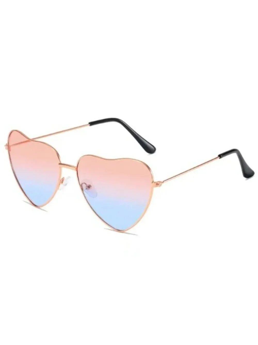 Heart-Shaped Pink to Blue Gradient Lenses Sunglasses With Gold Frame